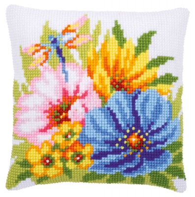 click here to view larger image of Spring Flowers Cushion (counted cross stitch kit)