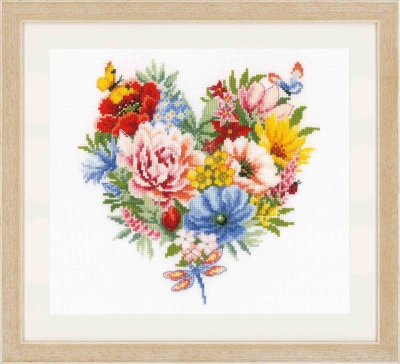 click here to view larger image of Heart of Flowers (counted cross stitch kit)