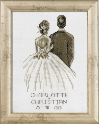 click here to view larger image of Wedding Announcement - Tone on Tone (counted cross stitch kit)