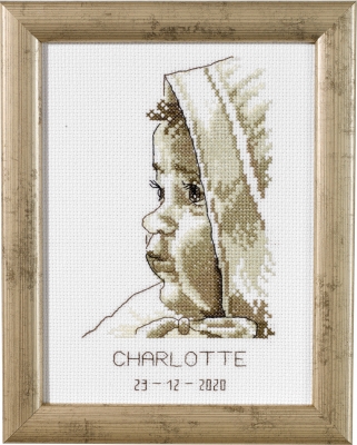 click here to view larger image of Baby/Birth Announcement - Tone on Tone (counted cross stitch kit)