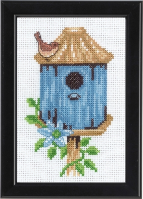 click here to view larger image of Birdhouse - Blue (counted cross stitch kit)