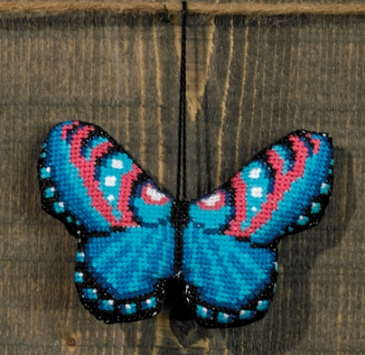 click here to view larger image of Blue Red Butterfly Ornament (counted cross stitch kit)
