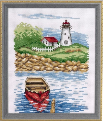 click here to view larger image of Lighthouse and Skiff (counted cross stitch kit)