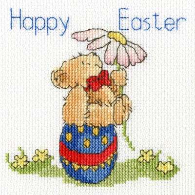click here to view larger image of Easter Teddy - Card (counted cross stitch kit)