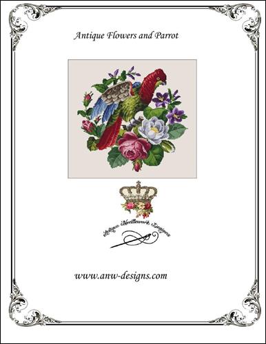 click here to view larger image of Antique Flowers and Parrot (chart)