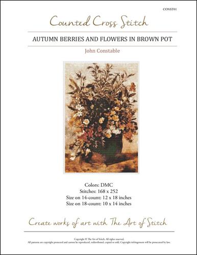 click here to view larger image of Autumn Berries and Flowers in Brown Pot (John Constable) (chart)