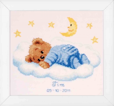 click here to view larger image of Sleeping Bear - Birth Announcement (counted cross stitch kit)