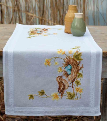 click here to view larger image of Little Bird in Nest Table Runner (counted cross stitch kit)