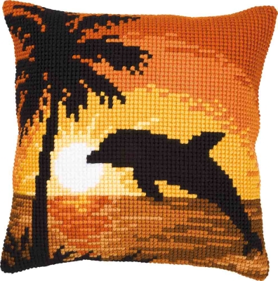click here to view larger image of Dolphin Cushion (needlepoint)