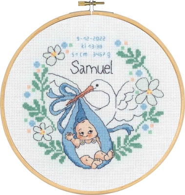 click here to view larger image of Samuel - Birth Announcement (counted cross stitch kit)