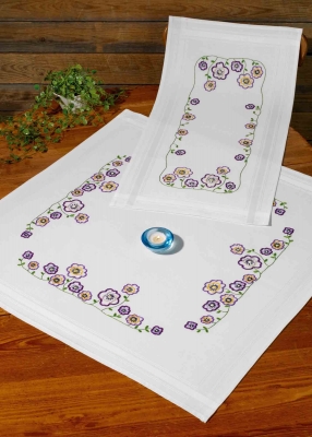 click here to view larger image of Flowers Table Runner (top) (counted cross stitch kit)