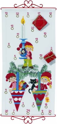 click here to view larger image of Elfs Advent Calendar Bellpull (counted cross stitch kit)