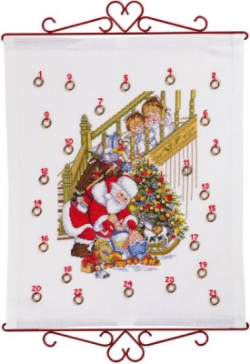 click here to view larger image of Santa w/Children Advent Calendar Bellpull (counted cross stitch kit)