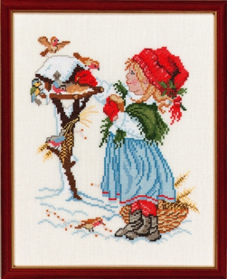 click here to view larger image of Girl w/Birdhouse (counted cross stitch kit)