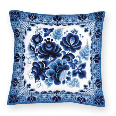 click here to view larger image of Gzhel Painting Cushion/Panel (counted cross stitch kit)