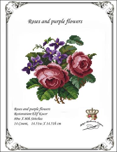 click here to view larger image of Roses and Purple Flowers (chart)