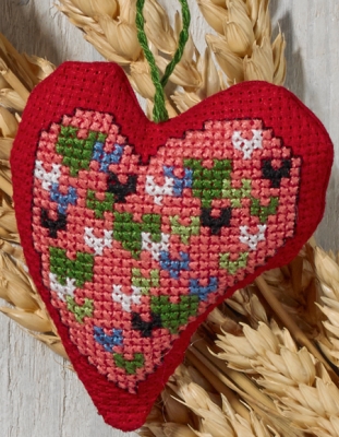 click here to view larger image of Hearts in Red (counted cross stitch kit)