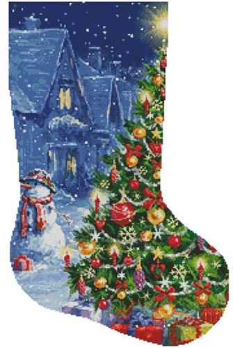 click here to view larger image of Snowman and Christmas Tree Stocking (right)  (chart)