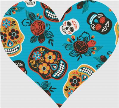 click here to view larger image of Blue Day of the Dead Heart (chart)