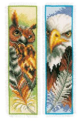 click here to view larger image of Eagle & Owl Bookmark (set of 2) (counted cross stitch kit)
