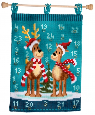 click here to view larger image of Elk with Scarves Advent Calendar (counted cross stitch kit)