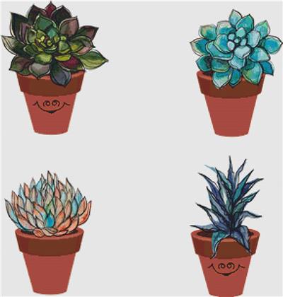 click here to view larger image of Succulents In Clay Pots I (chart)