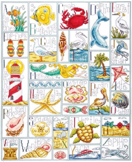 click here to view larger image of Ocean ABC (counted cross stitch kit)