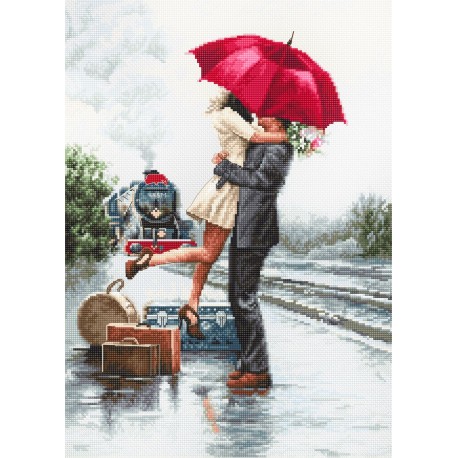 click here to view larger image of Couple on Train Station (counted cross stitch kit)