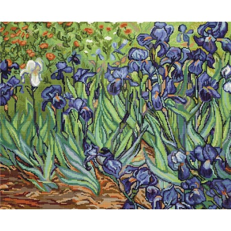 click here to view larger image of Irises Reproduction of Van Gogh (counted cross stitch kit)