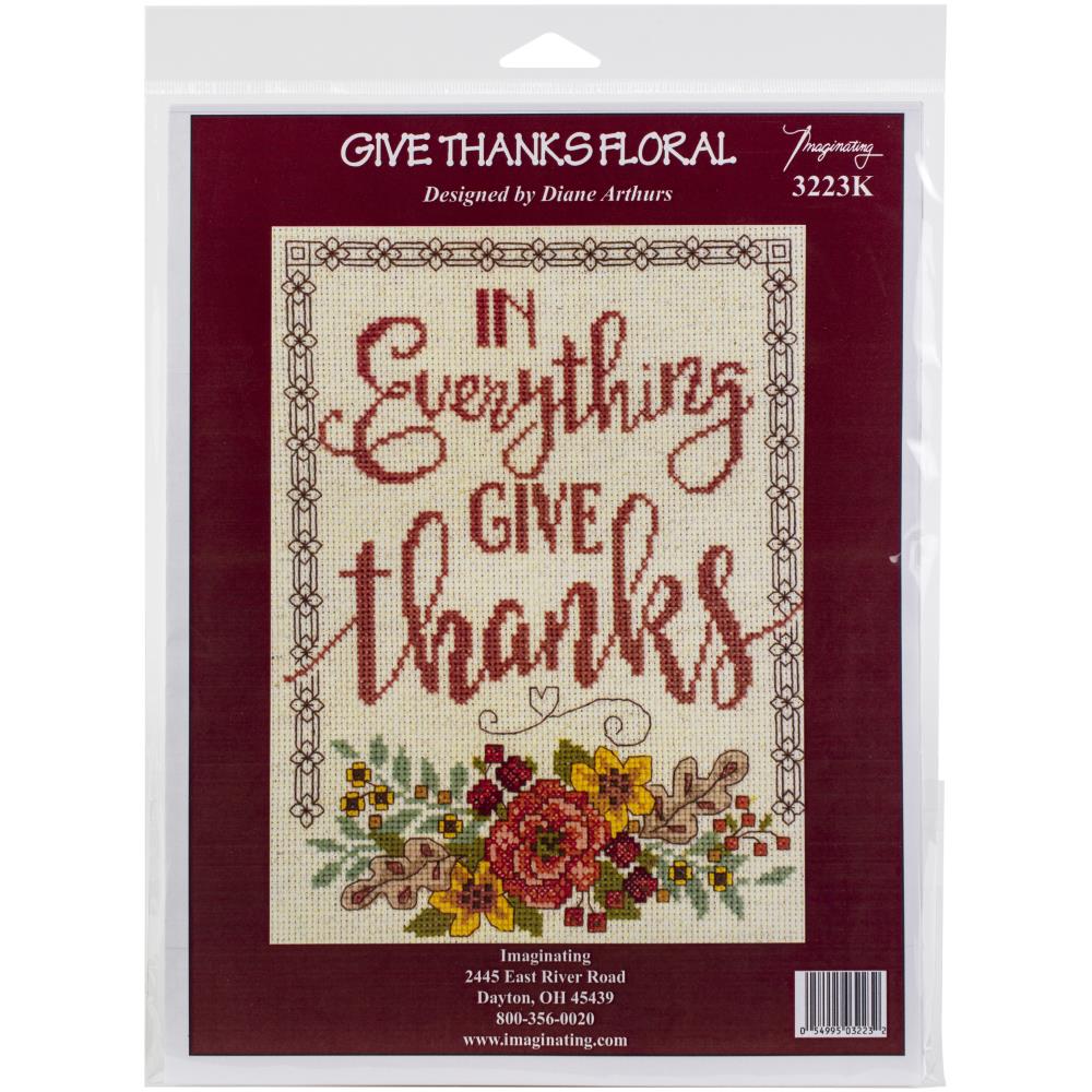 click here to view larger image of Give Thanks Floral - Kit (counted cross stitch kit)