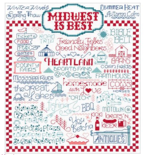 click here to view larger image of Let's Visit The Midwest - Kit (counted cross stitch kit)