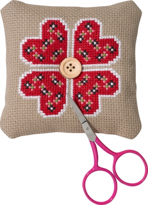 click here to view larger image of Hearts Flower Needlepillow (counted cross stitch kit)