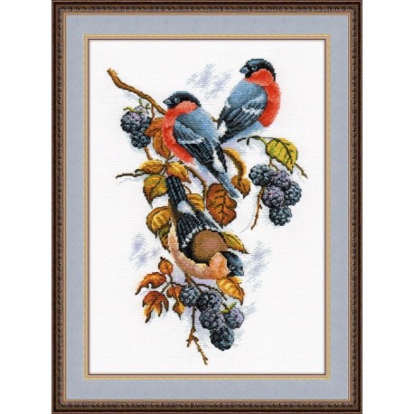 click here to view larger image of Bullfinches on Blackberry (counted cross stitch kit)