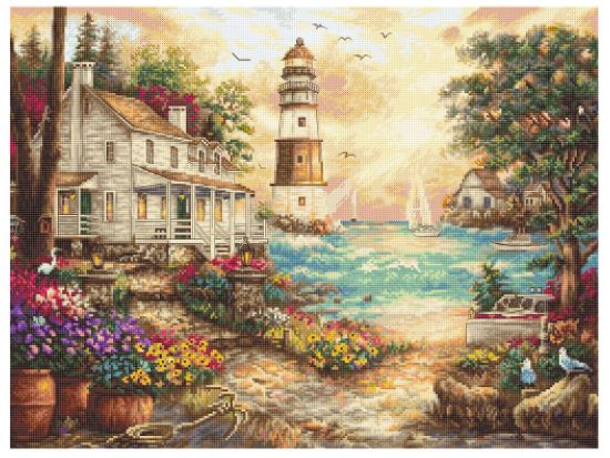 click here to view larger image of Cottage by the Sea (counted cross stitch kit)