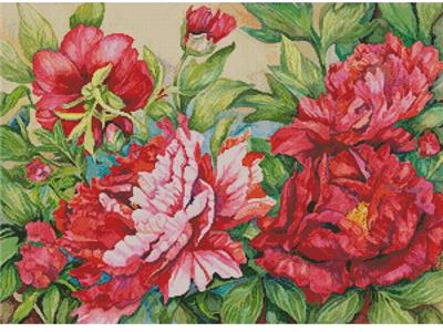 click here to view larger image of Peonies in Shades of Red (chart)