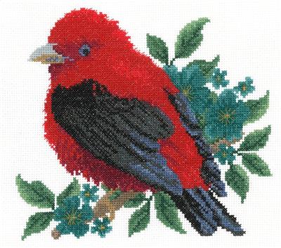 click here to view larger image of Scarlet Tanager (counted cross stitch kit)