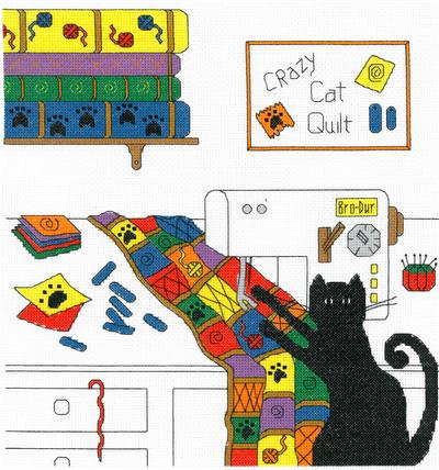 click here to view larger image of Crazy Quilt Cat (counted cross stitch kit)