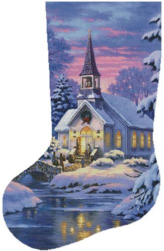 click here to view larger image of Country Church Stocking Left - Large (chart)