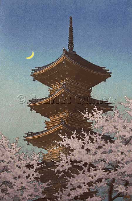 click here to view larger image of Evening Glow in Spring, Toshogu Shrine Ueno - Kawase Hasui (chart)
