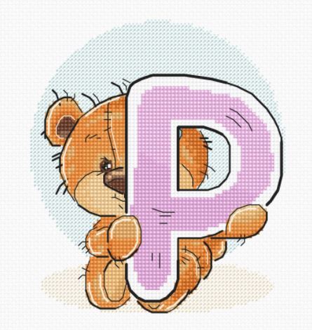 click here to view larger image of Letter P (counted cross stitch kit)