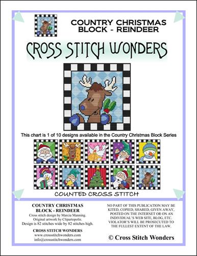 click here to view larger image of Country Christmas Checkered - Reindeer (chart)