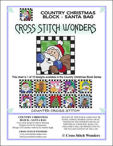 click here to view larger image of Country Christmas Checkered - Santa Bag (chart)
