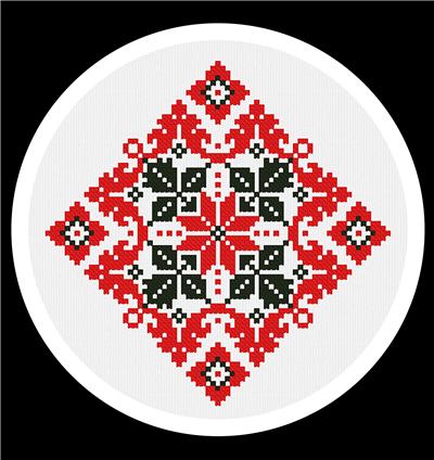 click here to view larger image of Red Black Flower Ornament (chart)