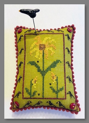 click here to view larger image of Sunflowers and Crows Pincushion (bead kit)