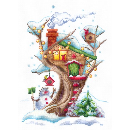 click here to view larger image of Houses in the Trees - Snowy (counted cross stitch kit)