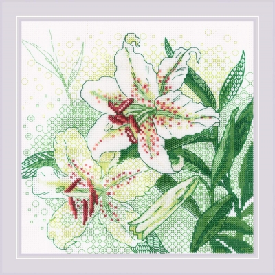 click here to view larger image of White Lilies (counted cross stitch kit)