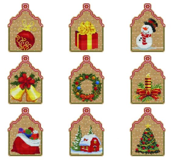 click here to view larger image of 9 Christmas Ornaments Kit (counted cross stitch kit)