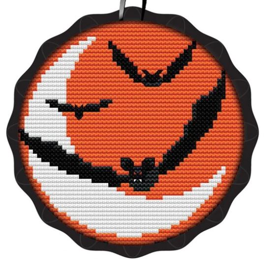 click here to view larger image of Spooky Ornament - Batty Moon (counted cross stitch kit)