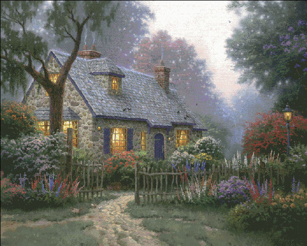 click here to view larger image of Foxglove Cottage - Thomas Kinkade (chart)