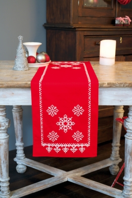 click here to view larger image of Festive Red Table Runner (counted cross stitch kit)